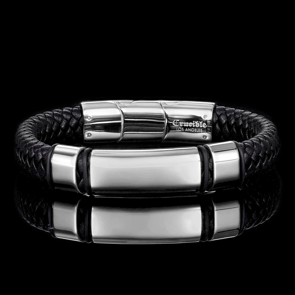 Crucible Black Leather and Engravable Bracelet – Invicta Jewelry