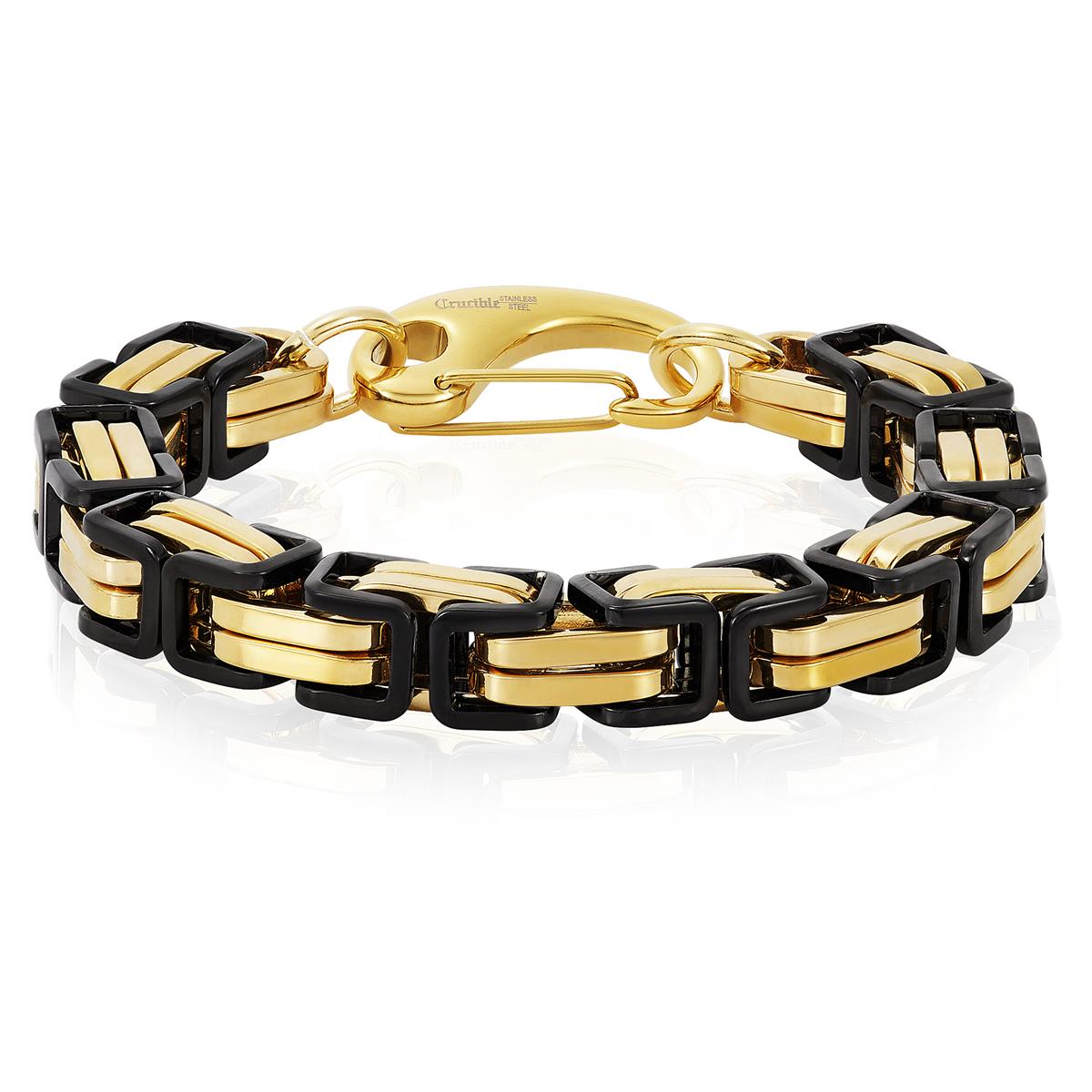 Crucible Gold/Black Byzantine Chain Bracelet 11mm Wide – Invicta