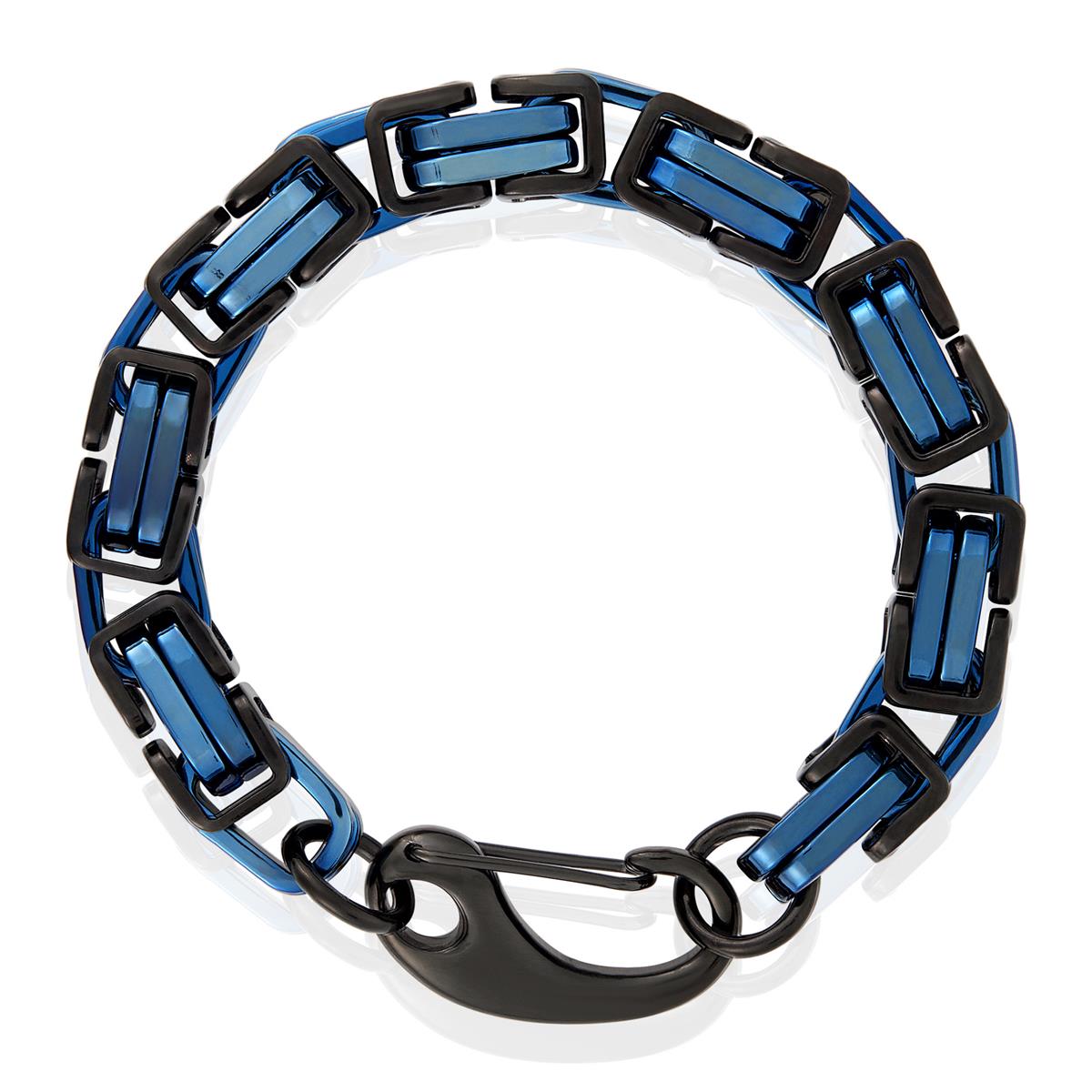 Crucible Blue/Black Byzantine Chain Bracelet 11mm Wide – Invicta