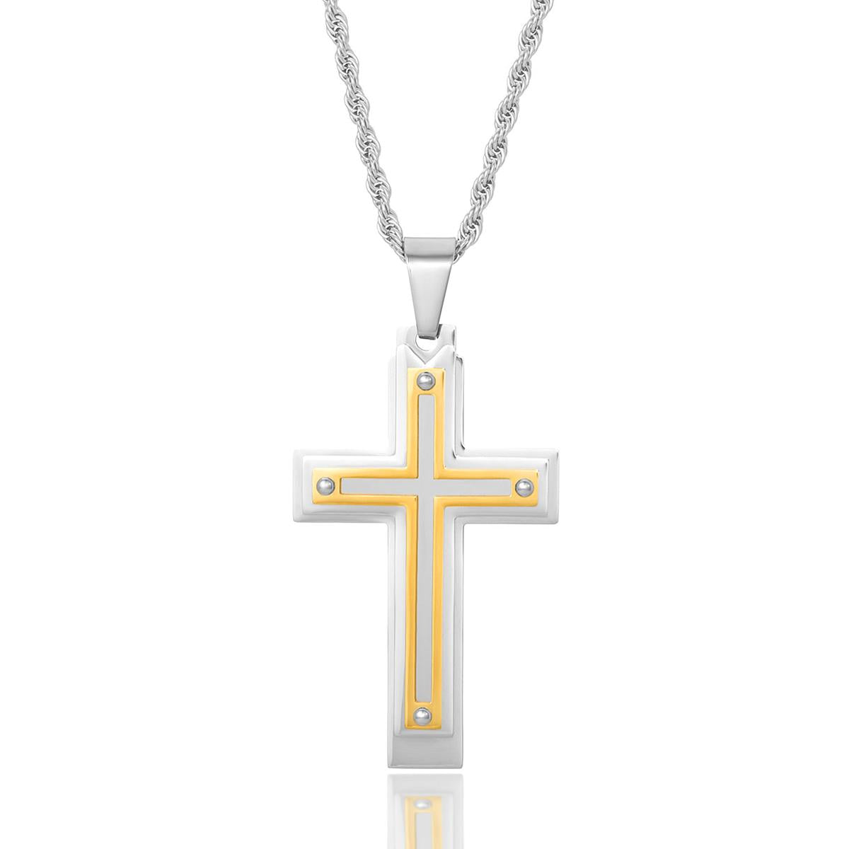 Invicta Jewelry Multi Layer Two Tone Cross Necklace
