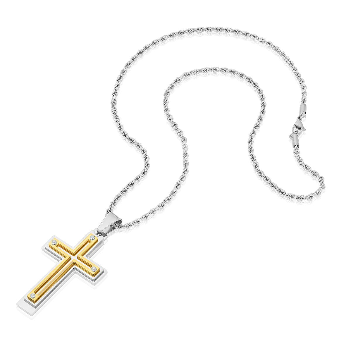 Invicta Jewelry Multi Layer Two Tone Cross Necklace