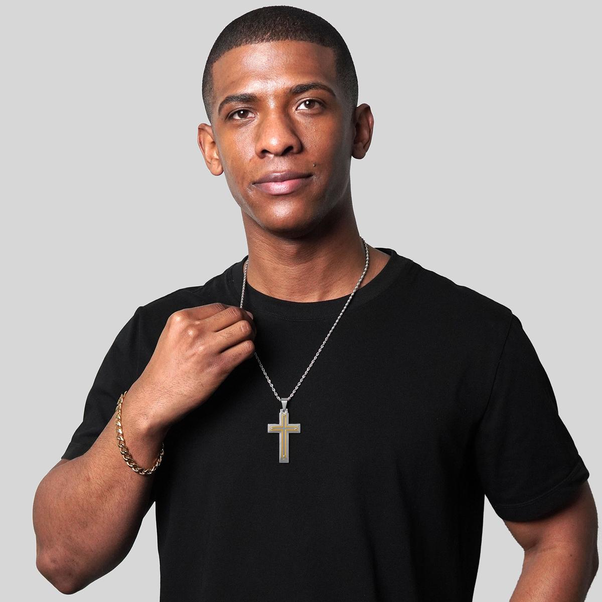 アクセサリー Jewelry Invicta Jewelry Multi Layer Two Tone Cross Necklace