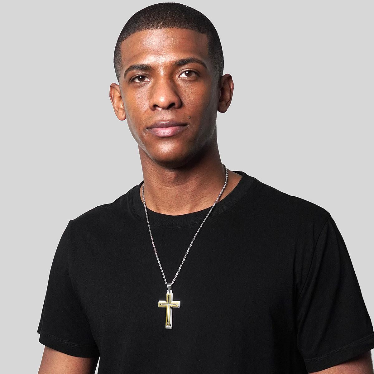 Invicta Jewelry Multi Layer Two Tone Cross Necklace