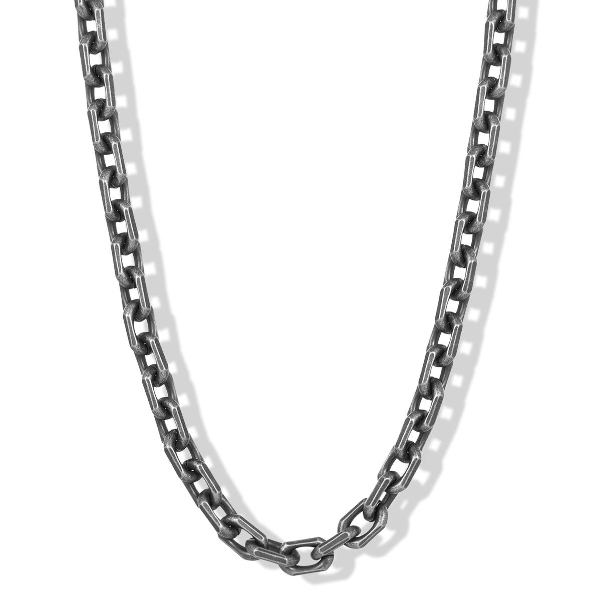 Invicta Jewelry Beveled Edge Rectangular Link Gunmetal Chain Necklace