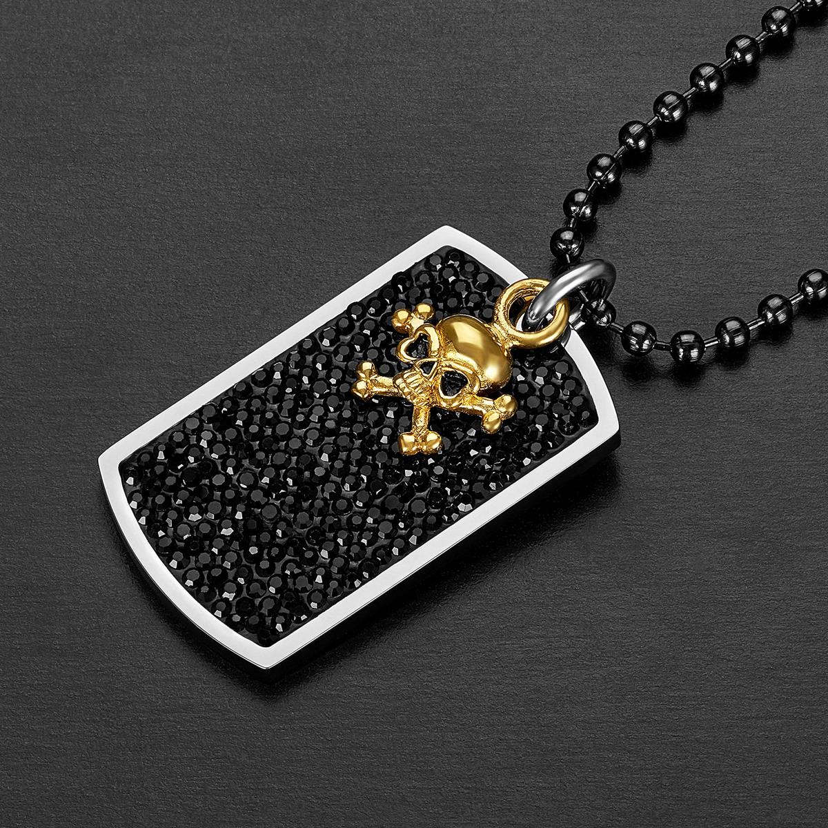 Crucible Black Crystal Skull Charm Dog Tag Necklace – Invicta Jewelry