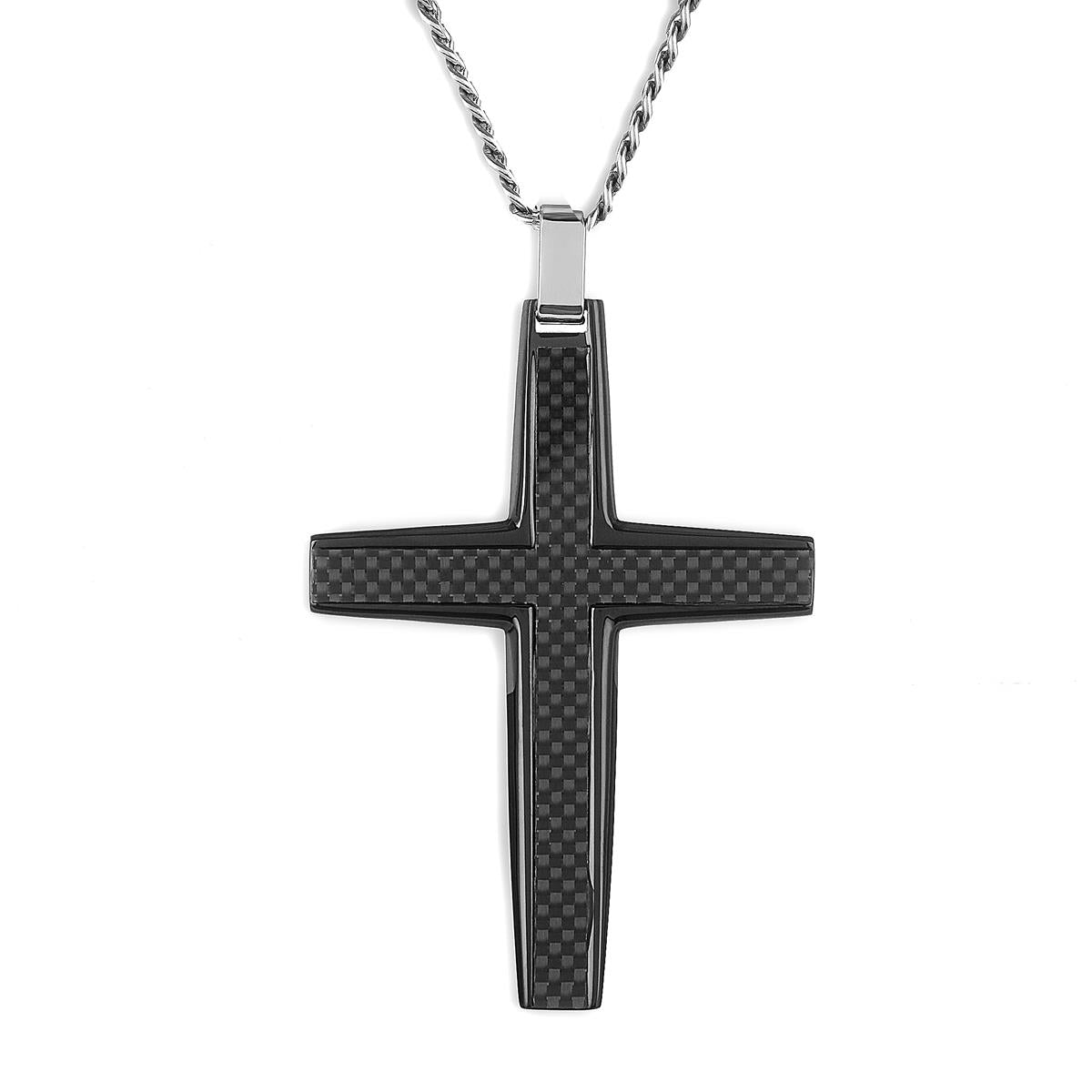 Crucible Black Carbon Fiber Large Cross Necklace – Invicta Jewelry