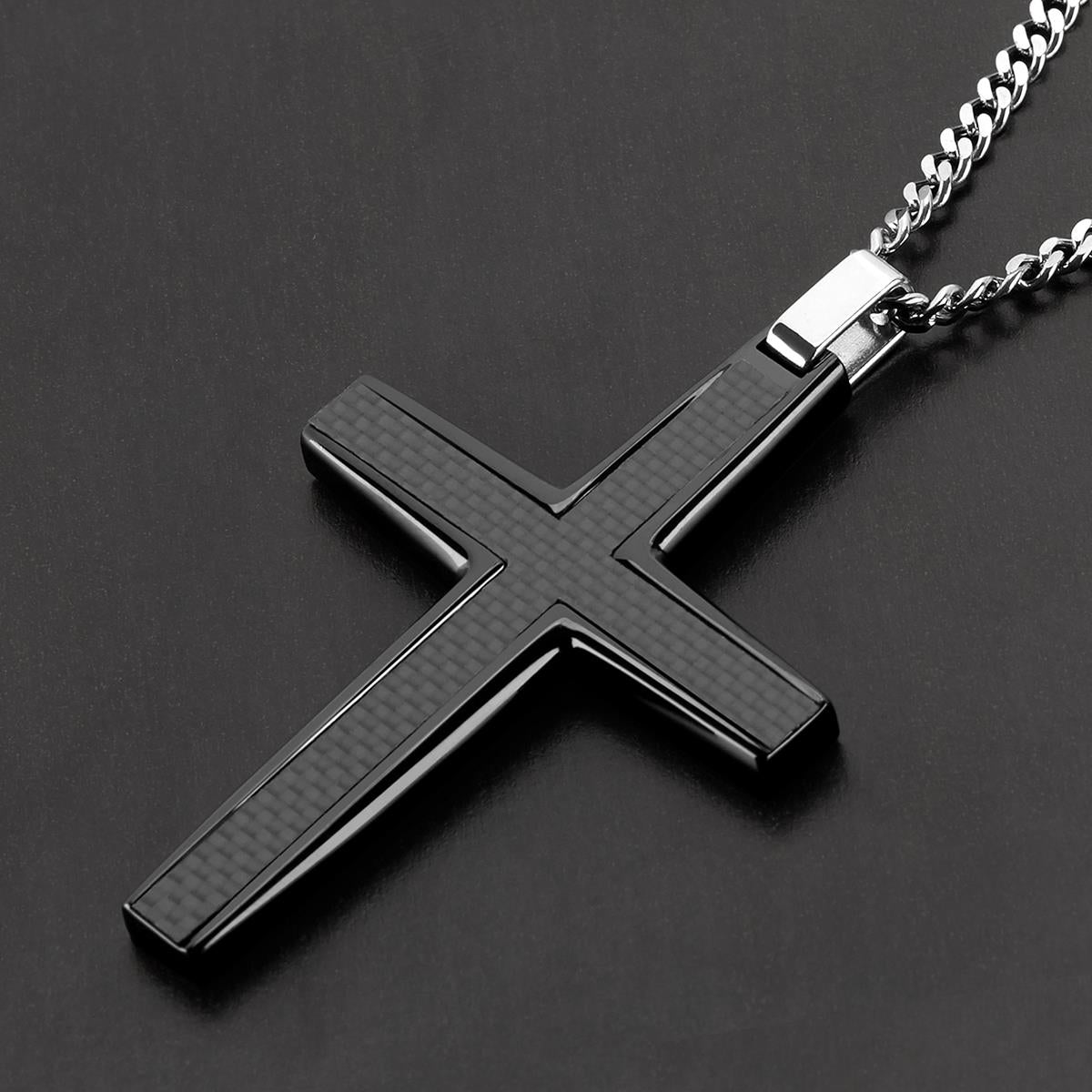 Crucible Black Carbon Fiber Large Cross Necklace – Invicta Jewelry